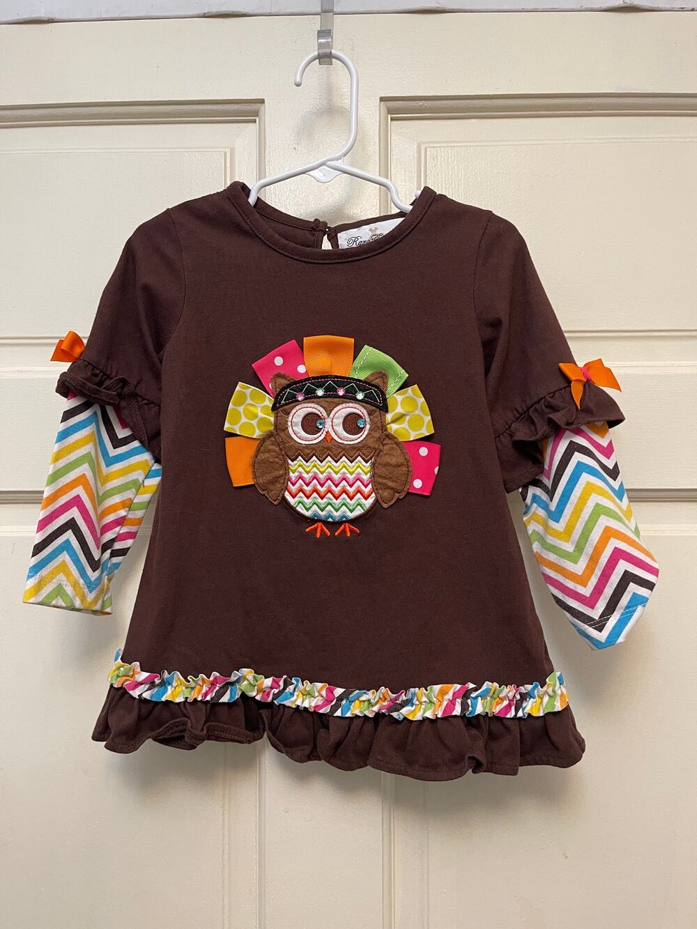 Rare Editions Brown Turkey Owl Toddler Top Shirt Size 4T Whimsy Holiday Girls